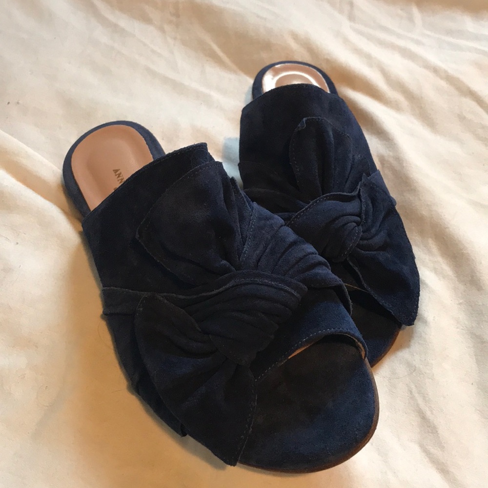 Ann Mashburn Blue Suede Slides